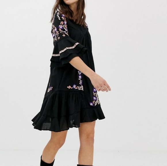 Free People Pavlo Cotton Embroidered Mini Dress XS - Picture 4 of 6